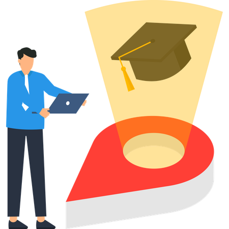 Man working on education location  Illustration