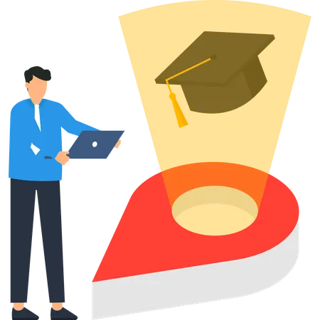Man working on education location  Illustration