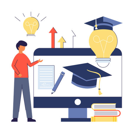 Man working on Education Technology  Illustration