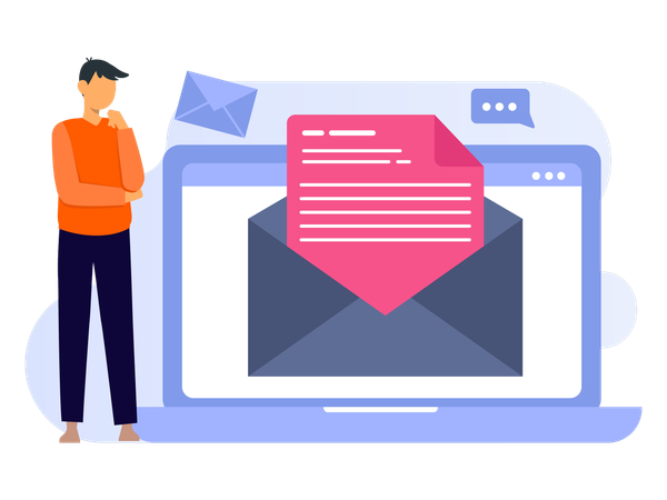 Man working on Email Marketing  Illustration