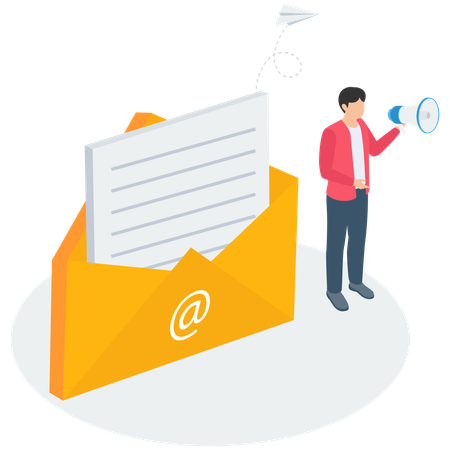 Man working on Email marketing  Illustration
