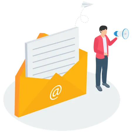 Man working on Email marketing  Illustration