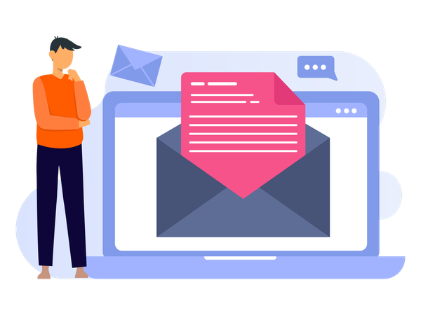 Man working on Email Marketing  Illustration