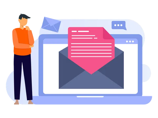 Man working on Email Marketing  Illustration