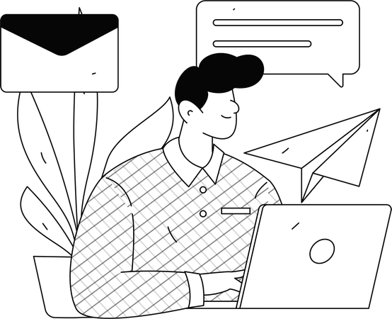 Man working on email marketing  Illustration