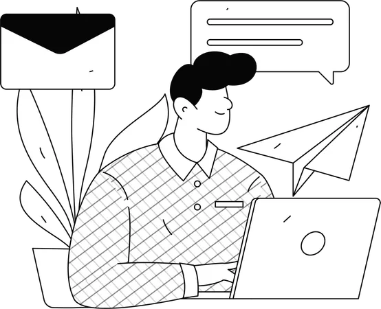 Man working on email marketing  Illustration