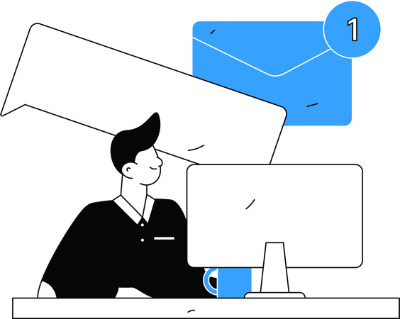 Man working on email marketing  Illustration