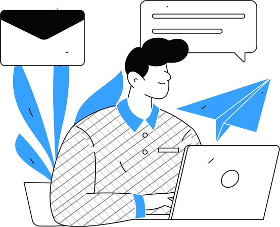 Man working on email marketing  Illustration