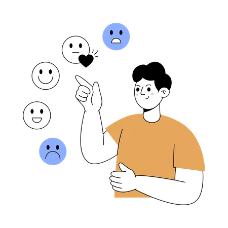 Man working on emotional intelligence Illustration