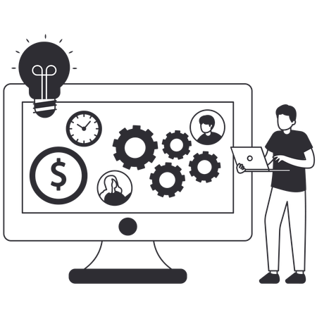 Man working on Enterprise Architecture  Illustration