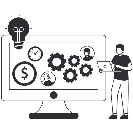 Man working on Enterprise Architecture  Illustration