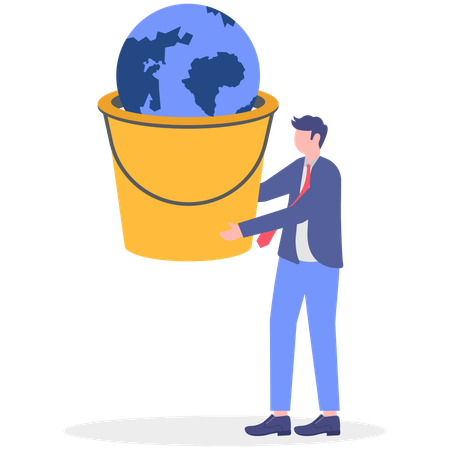 Man working on environmental care  Illustration
