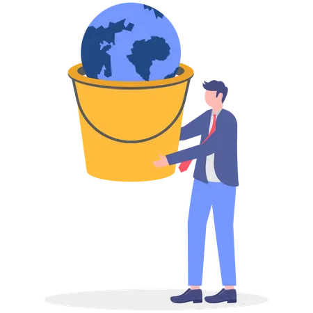 Man working on environmental care  Illustration