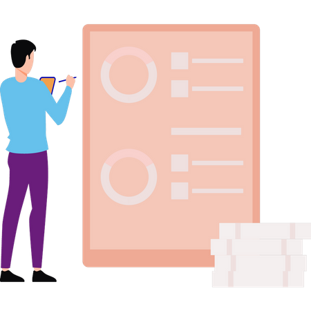 Man working on finance chart  Illustration