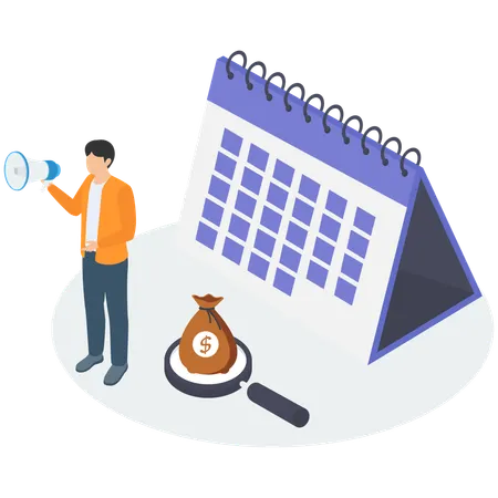 Man working on Finance Management  Illustration