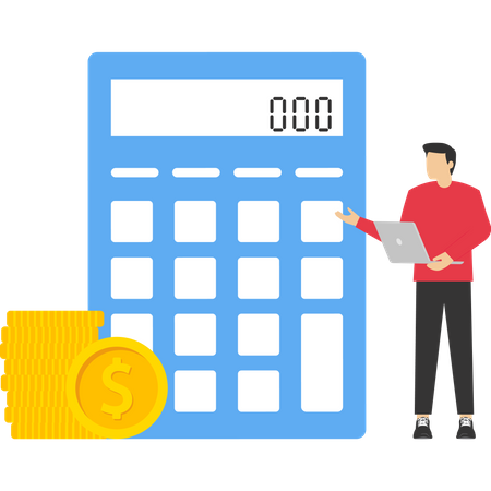 Man working on financial calculation  Illustration