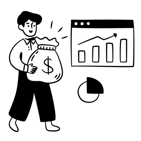 Man Working On Financial Growth and Savings  Illustration