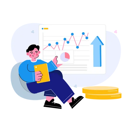 Man working on financial growth  Illustration