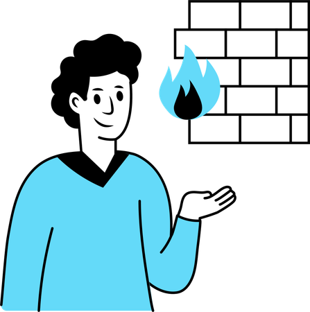 Man working on firewall  Illustration
