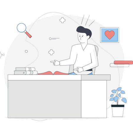 Man working on focused work  Illustration