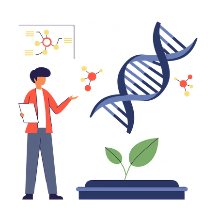 Man working on Gene Editing  Illustration