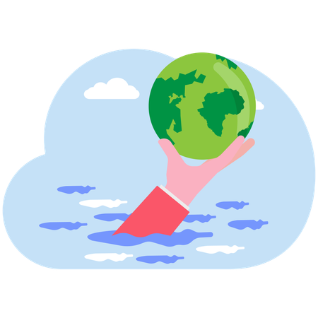地球温暖化問題に取り組む男性  イラスト