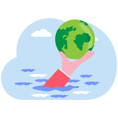 地球温暖化問題に取り組む男性  イラスト