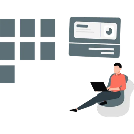 Man working on graph visualization  Illustration