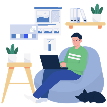 Man Working on Graphic Design  Illustration