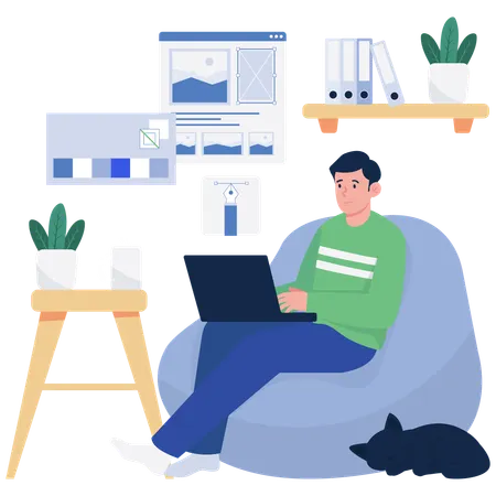 Man Working on Graphic Design  Illustration