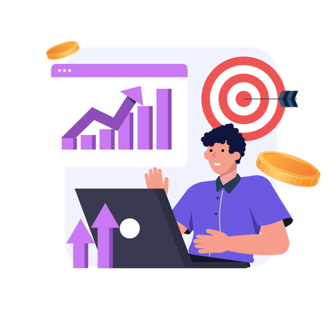 Man working on growth analysis  Illustration