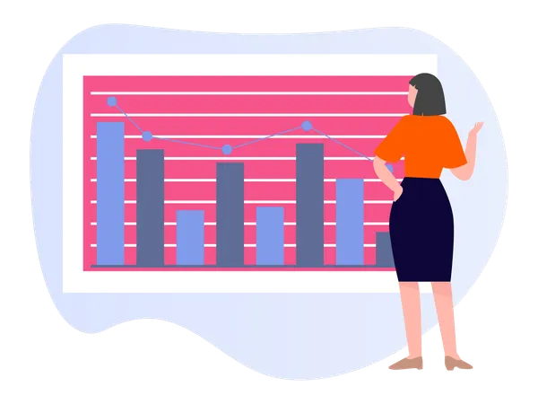 Man working on Growth graph  Illustration