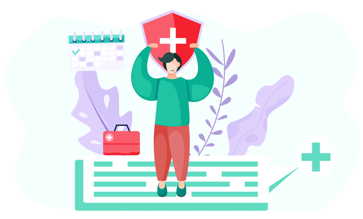 Man working on health protection  Illustration