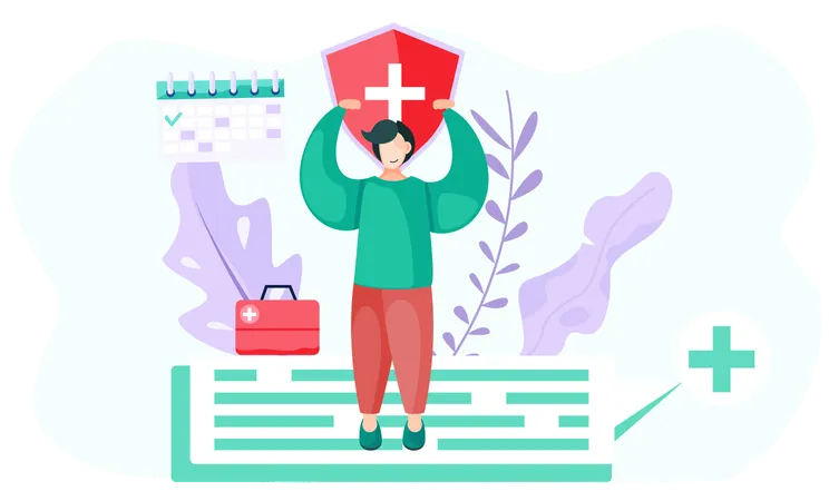 Man working on health protection  Illustration