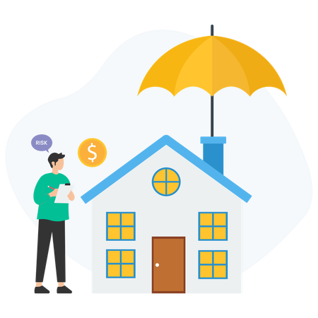 Man working on home protection  Illustration