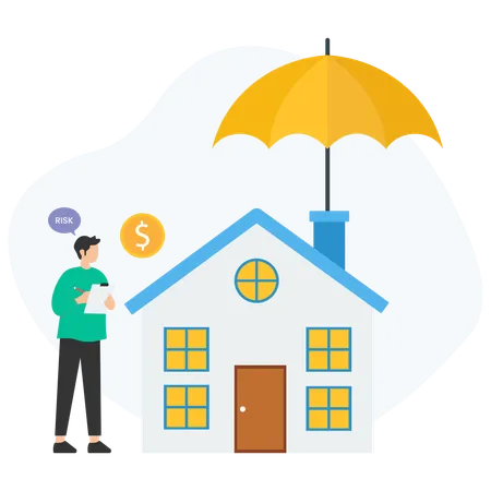 Man working on home protection  Illustration