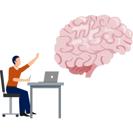 Man  working on human brain  Illustration