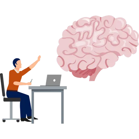 Man  working on human brain  Illustration