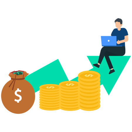 Man working on Income Growth  Illustration