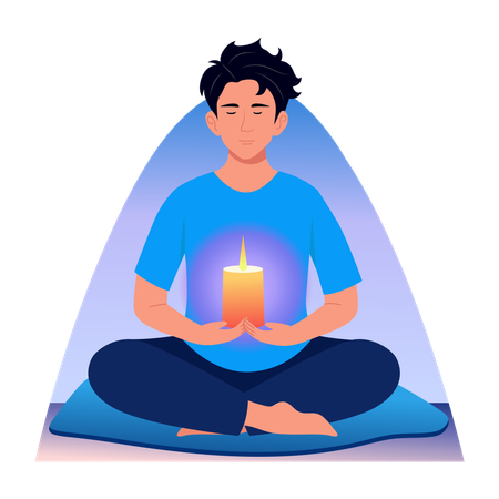 Man working on inner peace  Illustration