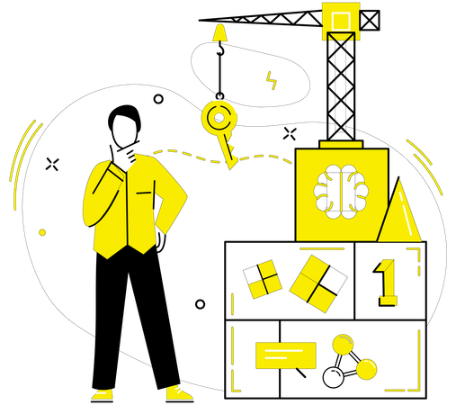 Man working on innovative idea  Illustration