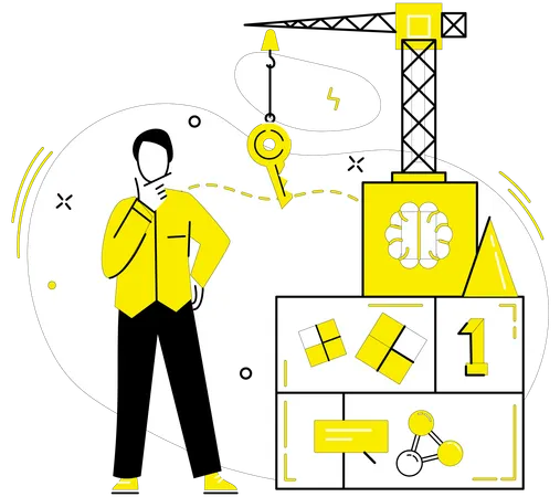 Man working on innovative idea  Illustration