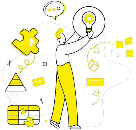 Man working on innovative idea  Illustration