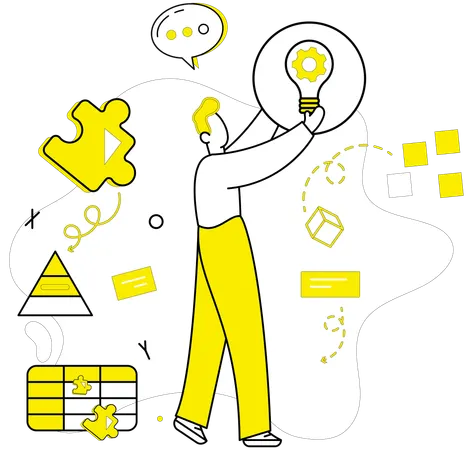 Man working on innovative idea  Illustration