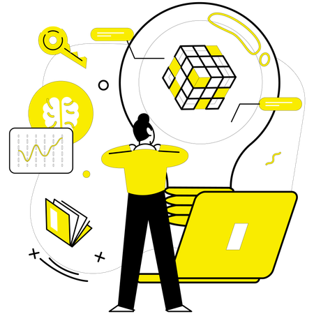 Man working on innovative idea  Illustration