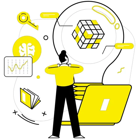 Man working on innovative idea  Illustration