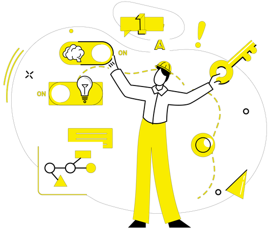 Man working on innovative idea  Illustration