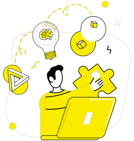 Man working on innovative idea  Illustration