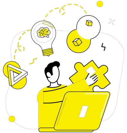 Man working on innovative idea  Illustration
