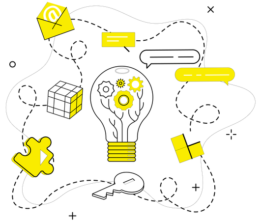 Man working on innovative idea  Illustration